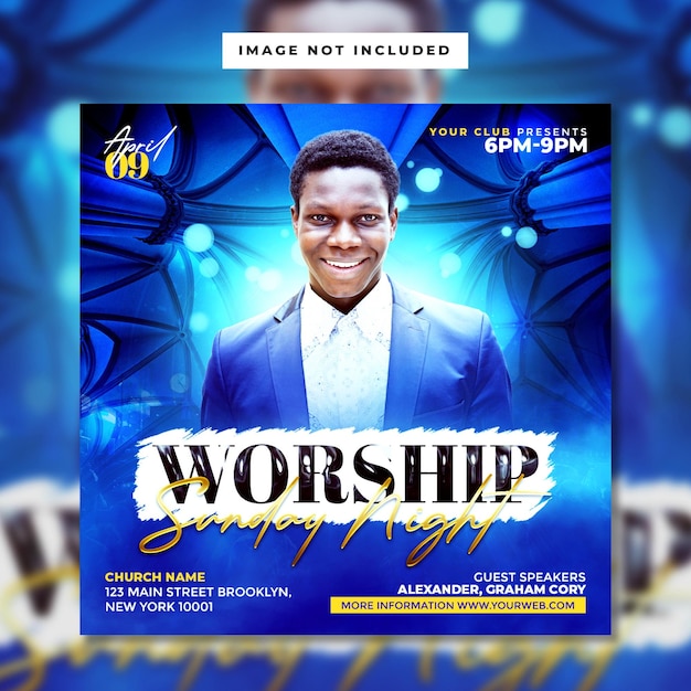 PSD worship sunday night flyer social media banner template