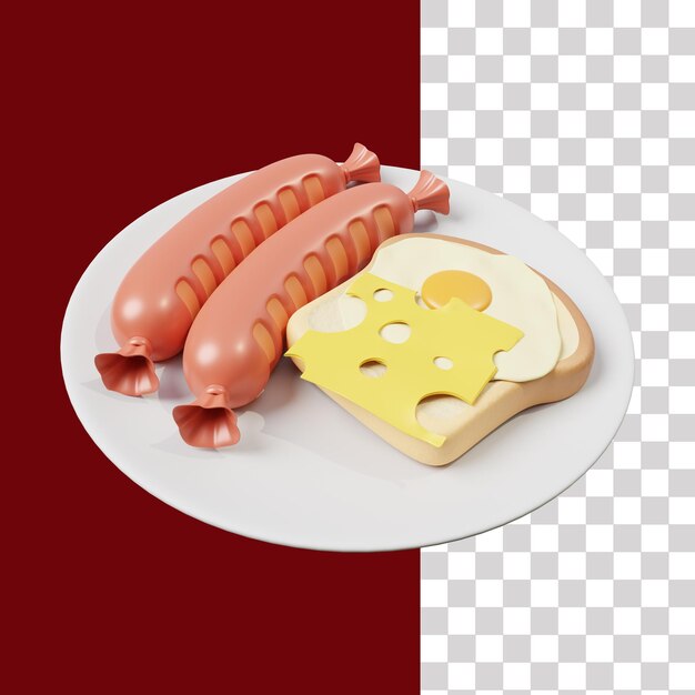 Worst en kaasbrood 3D Pictogram