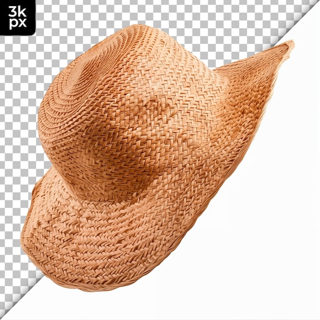 Woven sun hat isolated on transparent background