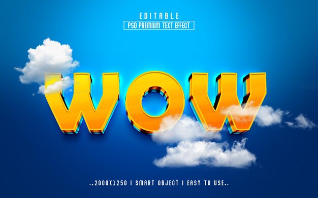 Wow 3d editable text effect template with background