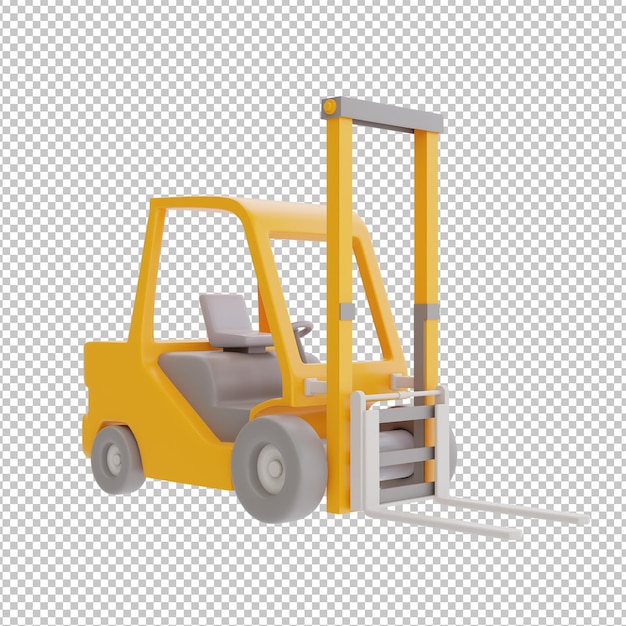 PSD wózek widłowy na białym tle narzędzia budowlane i sprzęt dzień pracy renderowania 3d