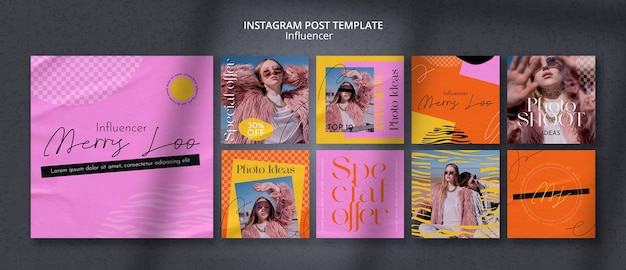 Wpływowy szablon postów na instagramie