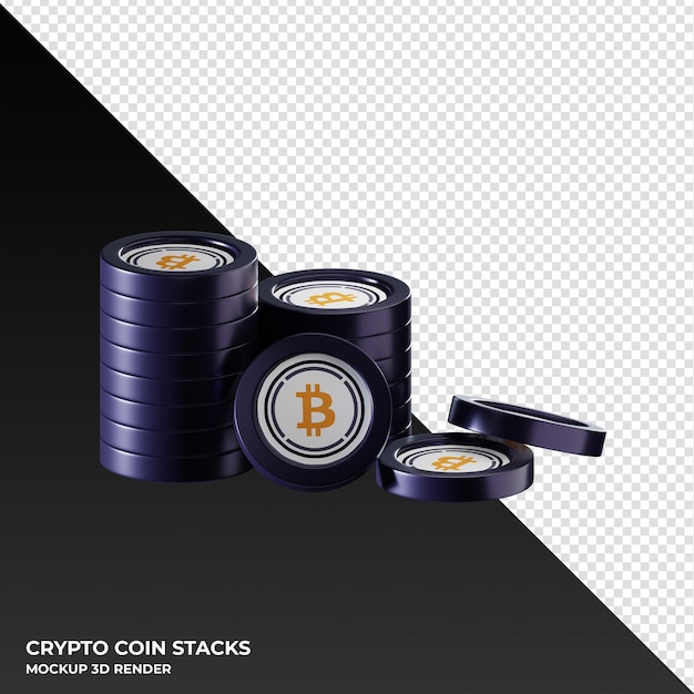 La moneta bitcoin wbtc avvolta impila l'illustrazione del rendering 3d della criptovaluta