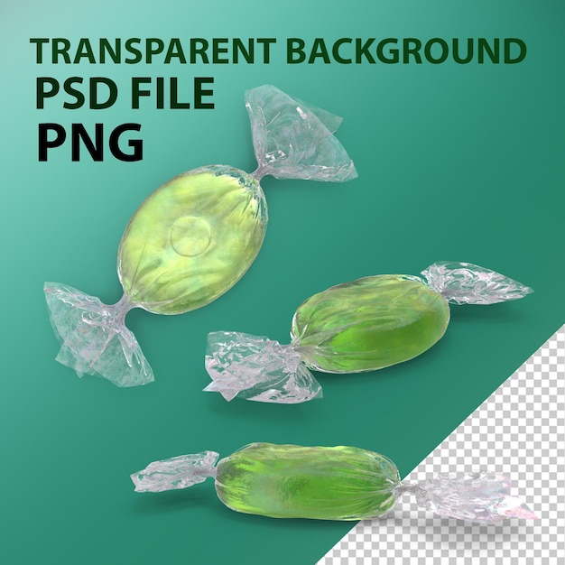 Wrapped green oval candy png