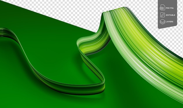 PSD wrapped long green shining ribbon banner for design 3d illustration