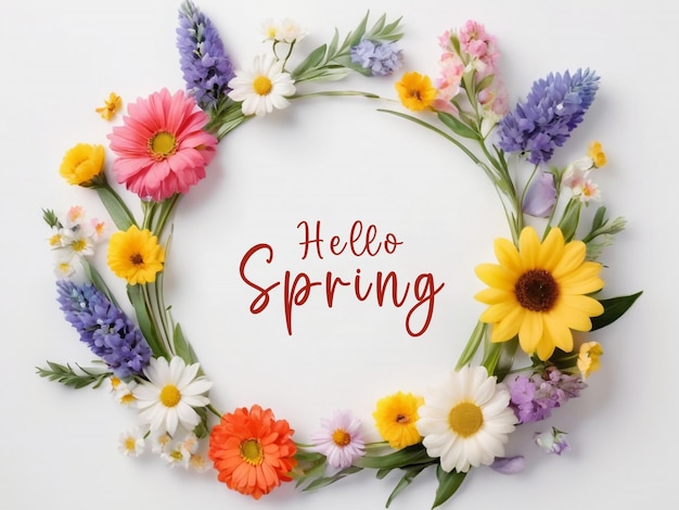 "안하세요, 봄"이라는 단어가 새겨진 꽃줄기