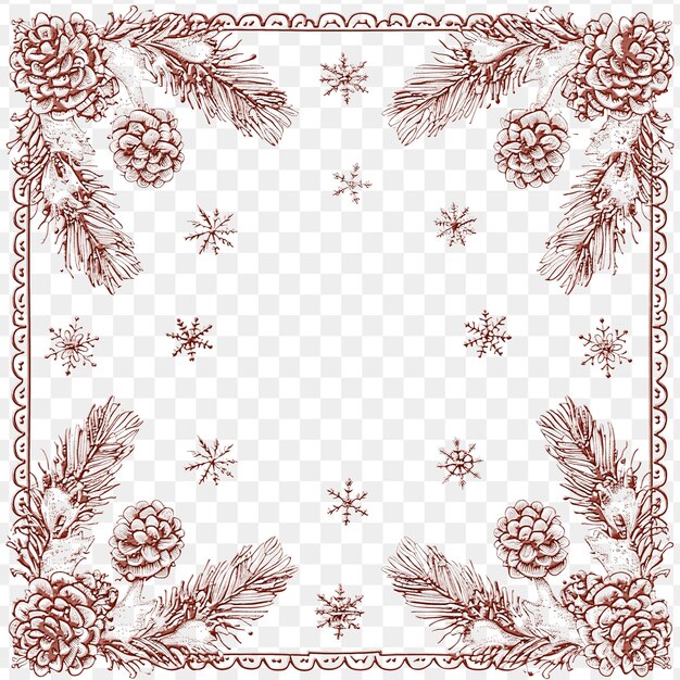 PSD a wreath of pine cones and snowflakes