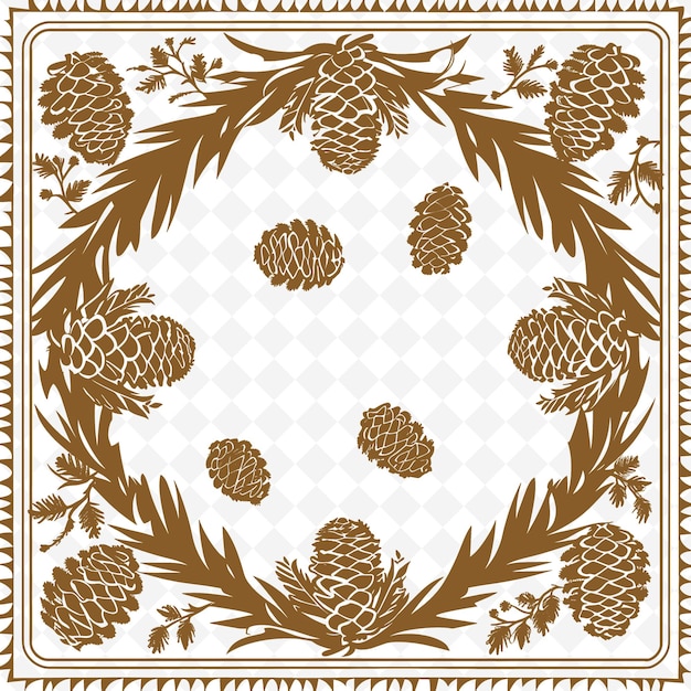 PSD a wreath of pine cones with a place for text in gold