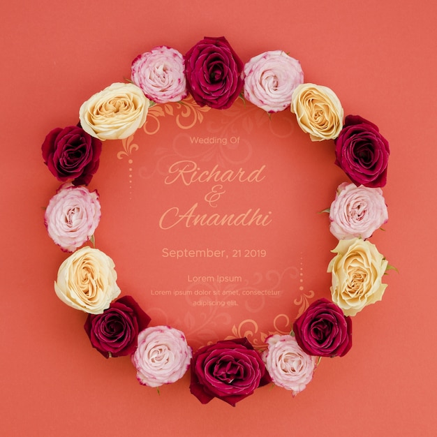 PSD wreath of roses save the date