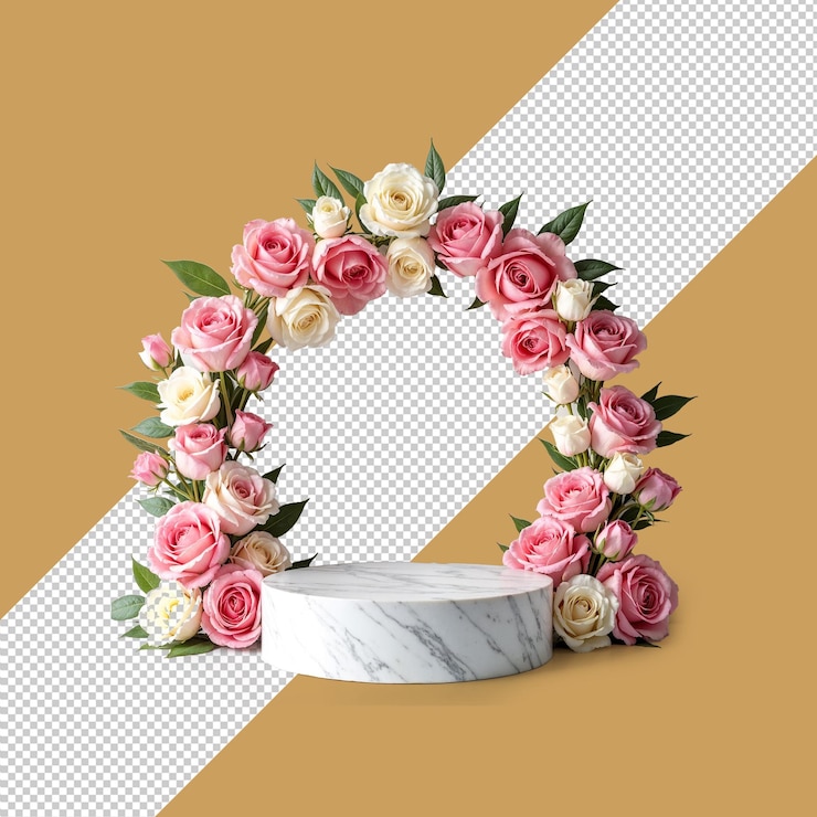 PSD a wreath of roses with a white background with a picture of a number 3 on it