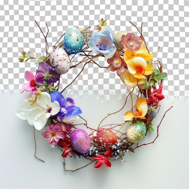 PSD a wreath with flowers and a picture of a flower on it