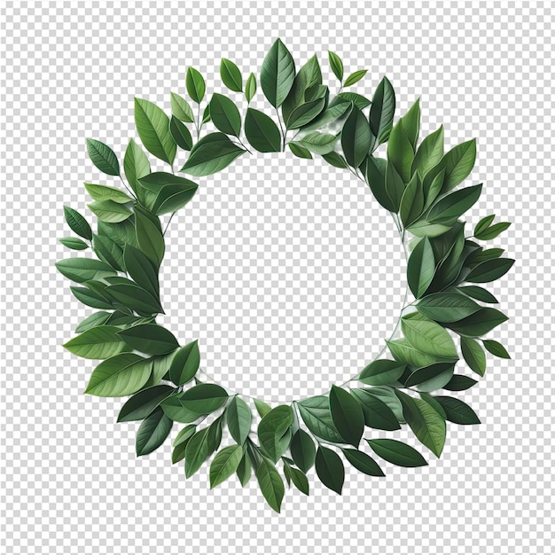 A wreath with green leaves and a circle on it