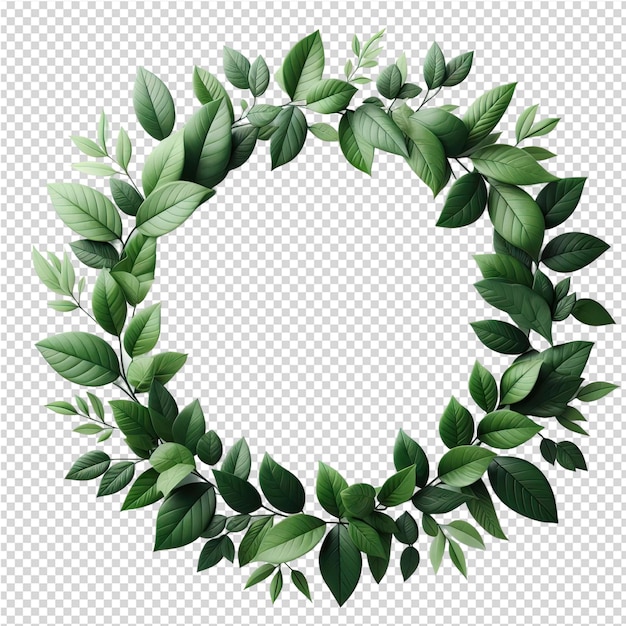 PSD a wreath with green leaves and a white background