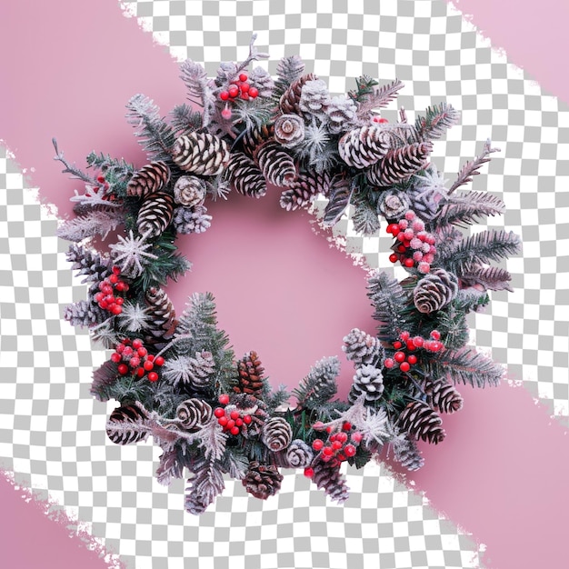 A wreath with a letter x on it is displayed on a pink background