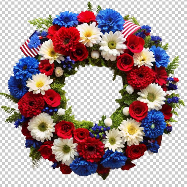 빨간색, 색, 파란색 꽃으로 된 꽃줄기 - 7월 4일 개념