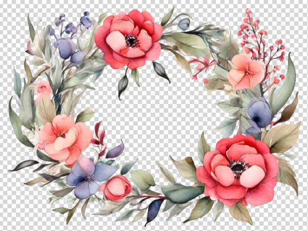 PSD wreaths floral frames watercolor flowers png