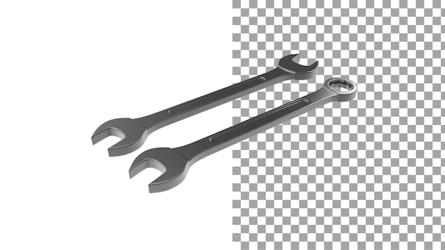 Wrench angle view without shadow 3d render