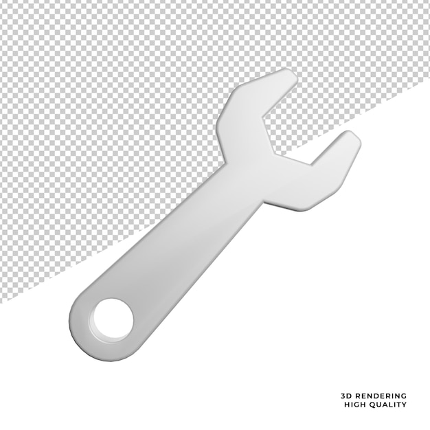 PSD wrench otomotif equipment front view icons 3d rendering illustration on transparent background