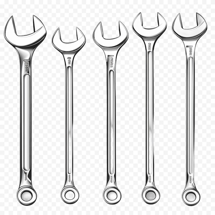 PSD wrench set isolated on a transparent background