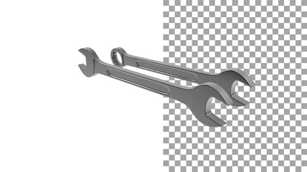 Wrench side view without shadow 3d render