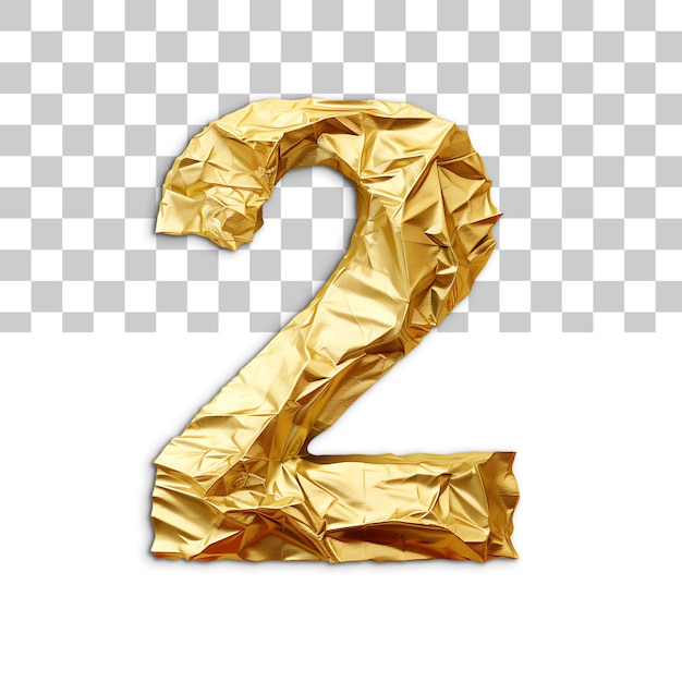 Wrinkled gold paper number cutout