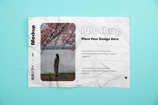 PSD wrinkled paper mock-up design