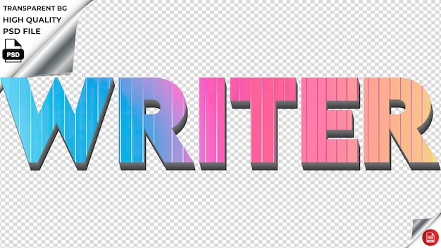 PSD scrittore tipografia arcobaleno colorato texture di testo psd transparente
