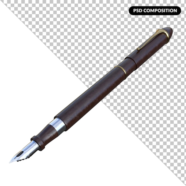 PSD writing pen isolated 3d rendering