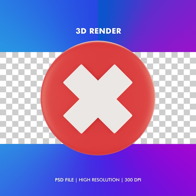 PSD wrong icon 3d illustration