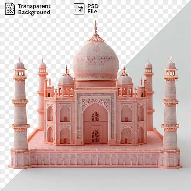 PSD wspaniały 3d model taj mahal o świcie