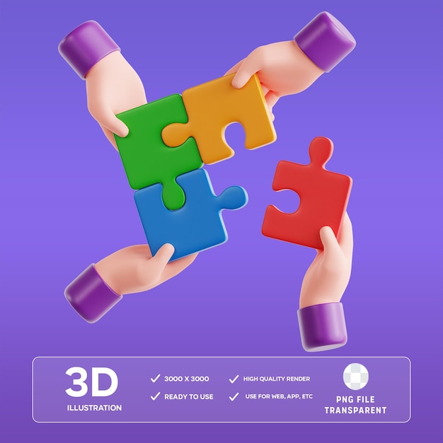 Współpraca zespołu PSD ilustracja 3D