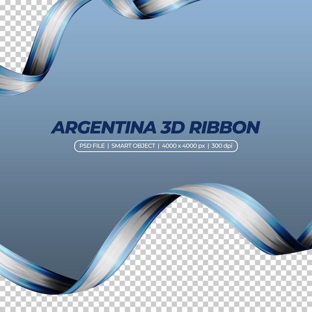 PSD wstążka z flagą argentyny w kolorze 3d