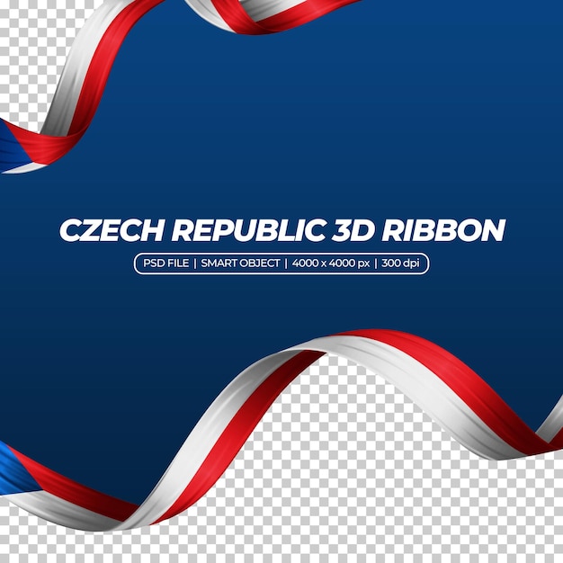 PSD wstążka z flagą czech w kolorze 3d