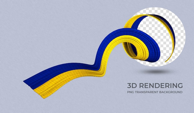 PSD wstążka z flagą ukrainy kolory renderowania 3d przezroczyste tło