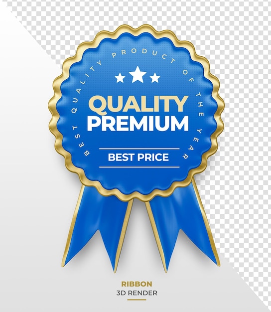 Wstążka Z Nagrodą Jakości Premium W Kolorze Czerwonym I Złotym Renderowania 3d Na Przezroczystym Tle