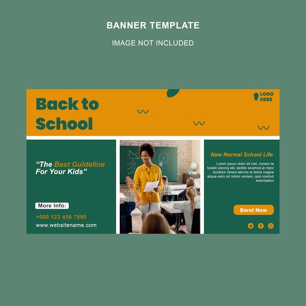 PSD wstęp na baner szkolny w mediach społecznościowych i szablon banera internetowego