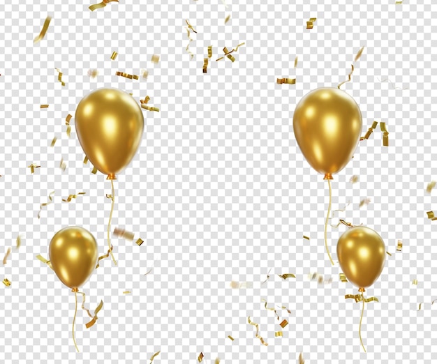 wszystkiego najlepszego z okazji urodzin popper ze złotym konfetti i balonami
