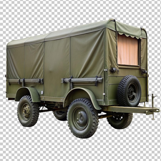 PSD ww2 military jeep trailer png on transparent background