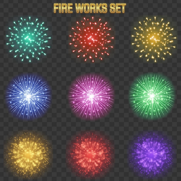 Wybitny zestaw fajerwerków Wielokolorowy festiwalowy fajerwerk pokrywa elementy projektowania uroczystości