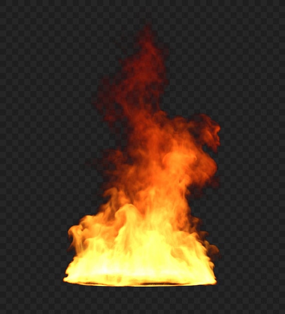 Wycięte płomienie ogniste na przezroczystym tle 3d render png