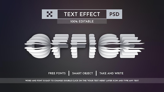 PSD wygięcie papieru na zewnątrz edytowalny styl czcionki z efektem tekstowym