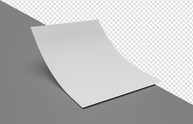 Wygięty pusty arkusz papieru pusty papier Makieta papieru formatu A4 z cieniami na odosobnionym tle