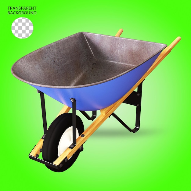 PSD wyizolowana ilustracja 3d wheel barrow