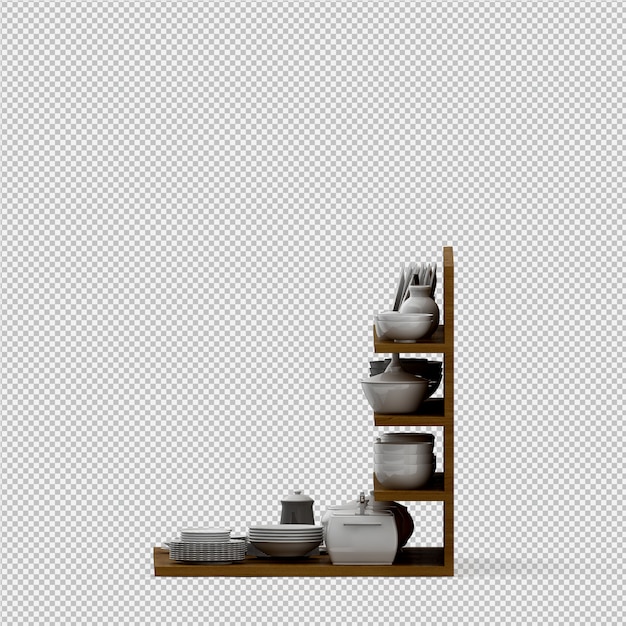 Wyizolowane naczynia 3D wyizolowane renderowanie