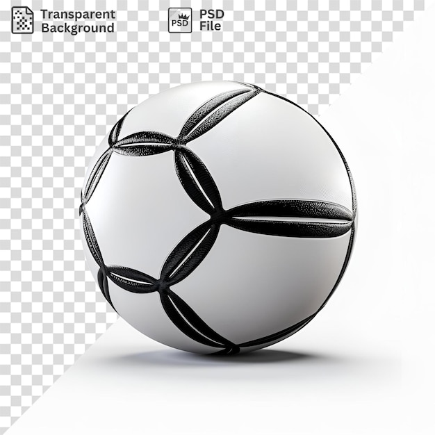 PSD wyjątkowa czarno-biała piłka na białym tle z czarnym cieniem na pierwszym planie