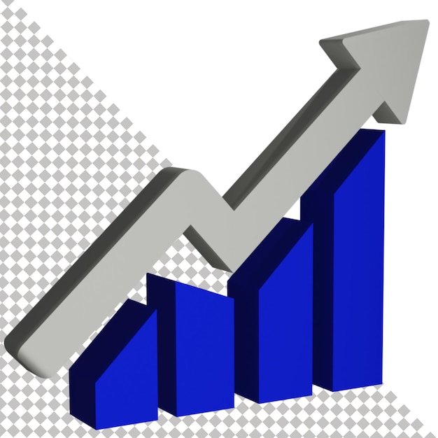 PSD wykres 3d renderowany za pomocą ikony 3d wykresu strzałki w górę