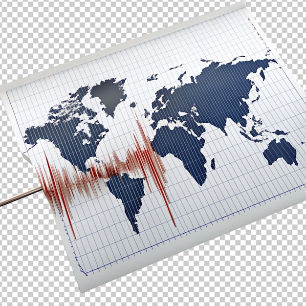 PSD wykres danych o trzęsieniach ziemi mapa świata na przezroczystym tle