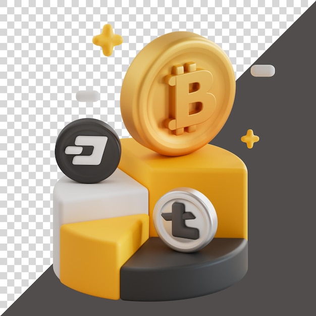 Wykres Kołowy Kryptowaluta Btc Dash Lite Renderowanie 3d