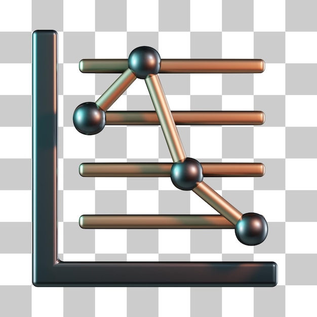 PSD wykres liniowy w dół ikona 3d