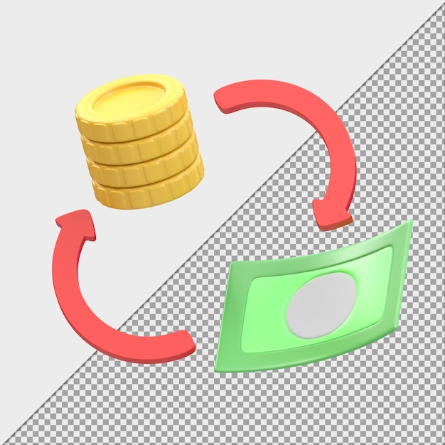 Wymiana pieniędzy ilustracja renderowania 3d